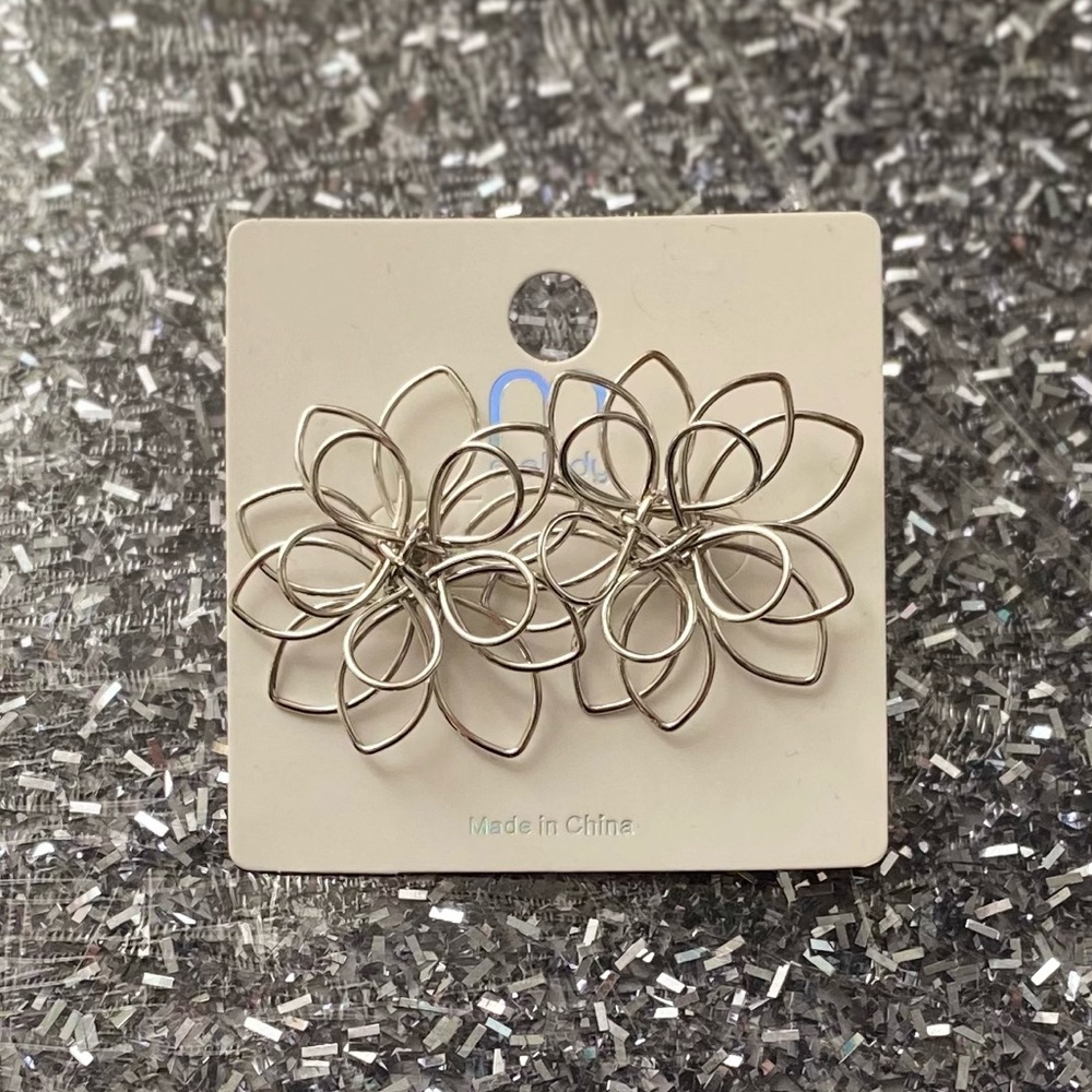 Fashion Jewelry 3D Abstract Floral Silver Statement Earrings